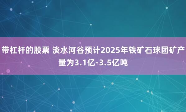 带杠杆的股票 淡水河谷预计2025年铁矿石球团矿产量为3.1亿-3.5亿吨
